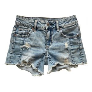 American Eagle midi super stretch denim shorts 0